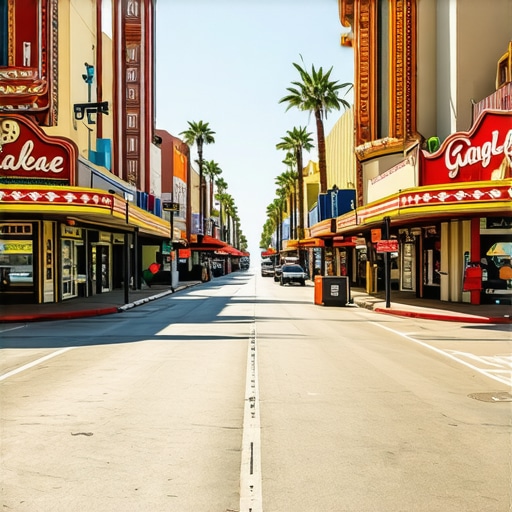 Fremont street with businesses and Google Maps overlay