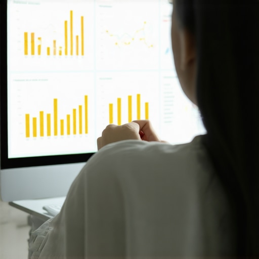 SEO Data Monitoring for Fremont Business Person analyzing local SEO performance metrics on a computer with charts and dashboards.