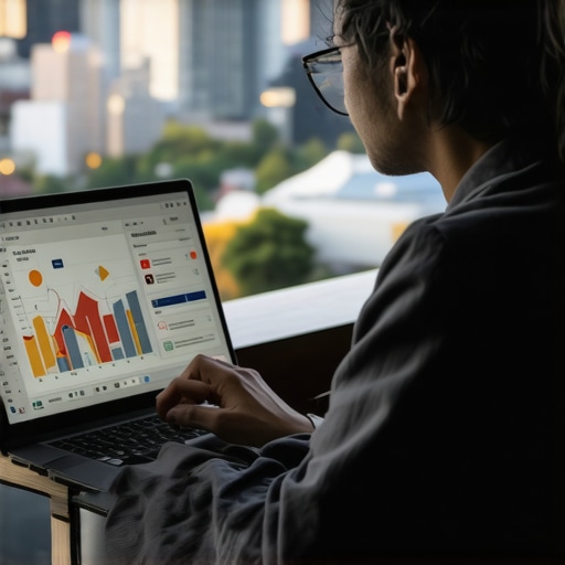 Person reviewing local SEO analytics on a laptop with Fremont city view.