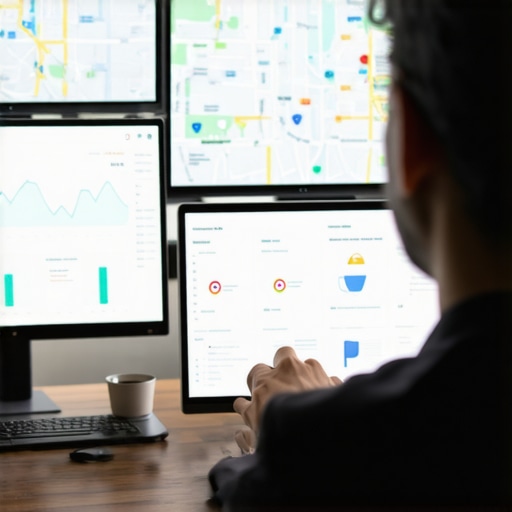 Local SEO Dashboard with Fremont Maps Data Person analyzing local SEO performance on Fremont Google Maps using a digital dashboard.
