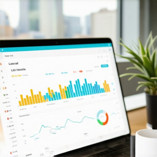 A computer screen displaying local SEO analytics with Fremont cityscape background.