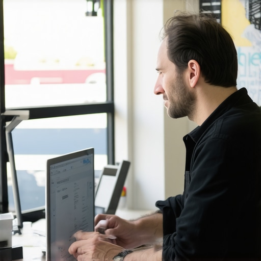Business owner editing Google My Business profile on computer in Fremont, California