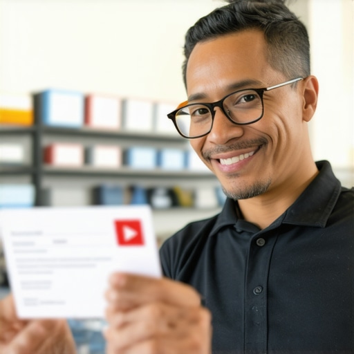 A shop owner in Fremont holds a postcard with verification code standing outside their business
