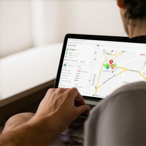 Person reviewing local SEO data on a laptop with Fremont city map